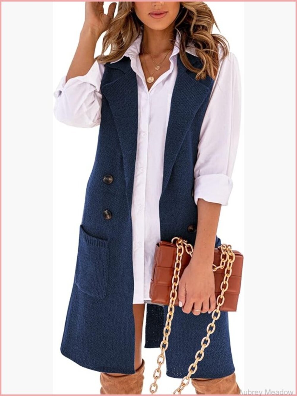 Open Front Lapel Collar Cardigan Vest Button Down Long Sweaters Outerwear